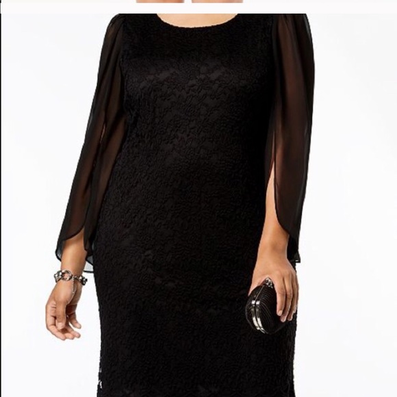 connected apparel Dresses & Skirts - Black velvet dress with sheer split